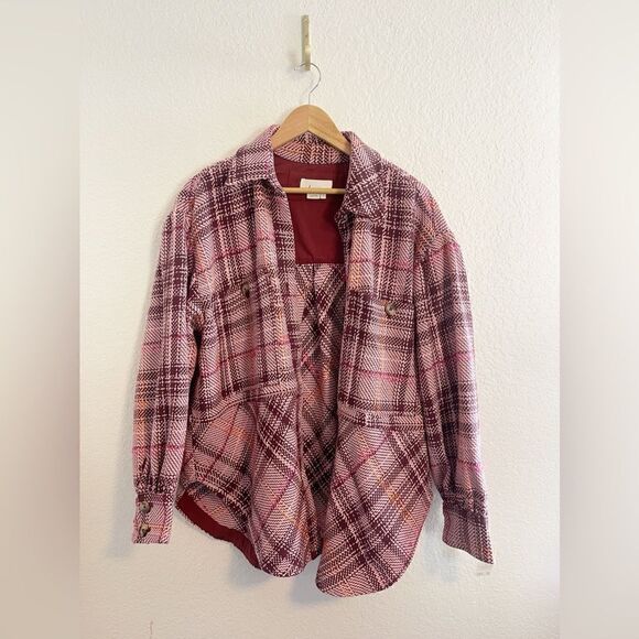 ANTHROPOLOGIE Hudson Plaid Shirt Jacket tweed Shacket NWT Large - Picture 4 of 10